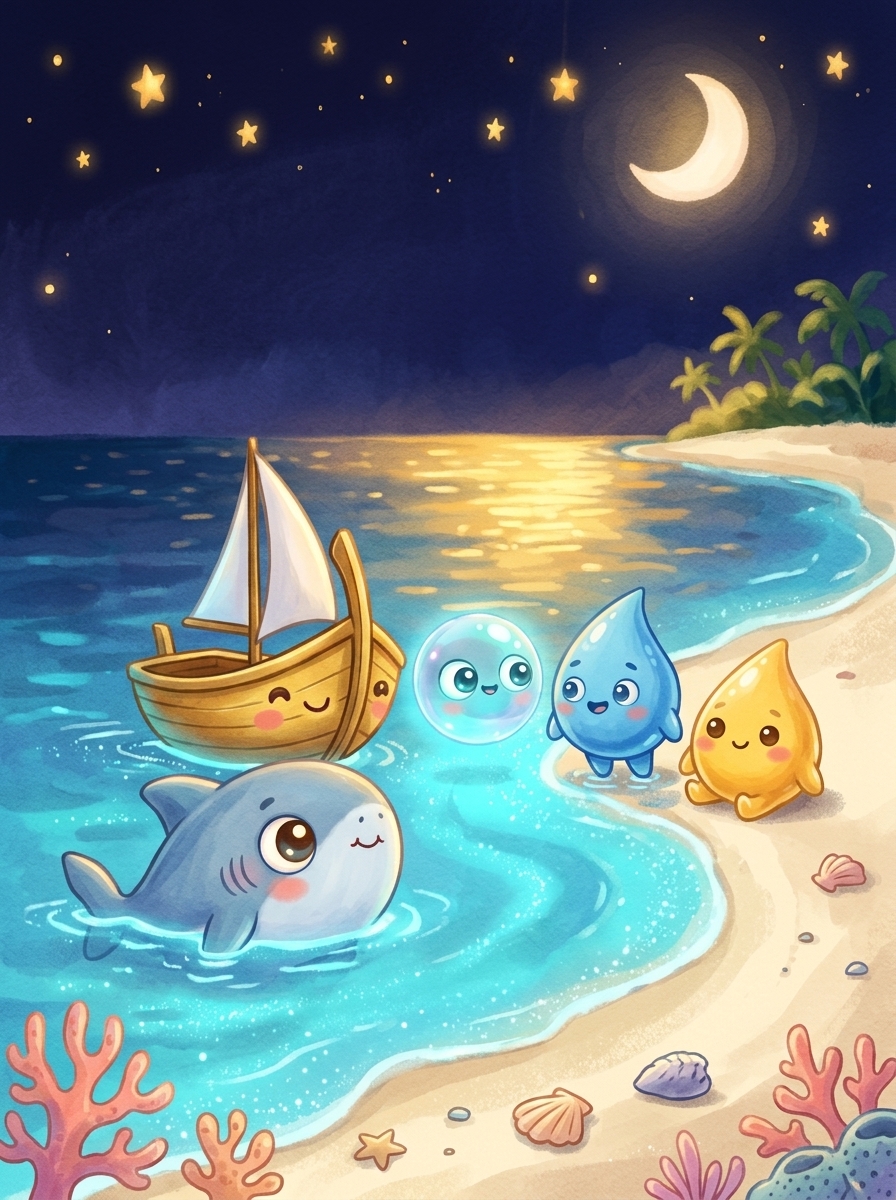 Cover of Goodnight, Sea of Stars, a glowing Maldivian night scene